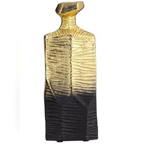 New Sagebrook Home Metal, 9", Rigged Contemporary Vase, Gold/Black, 4" x 2" x 9”